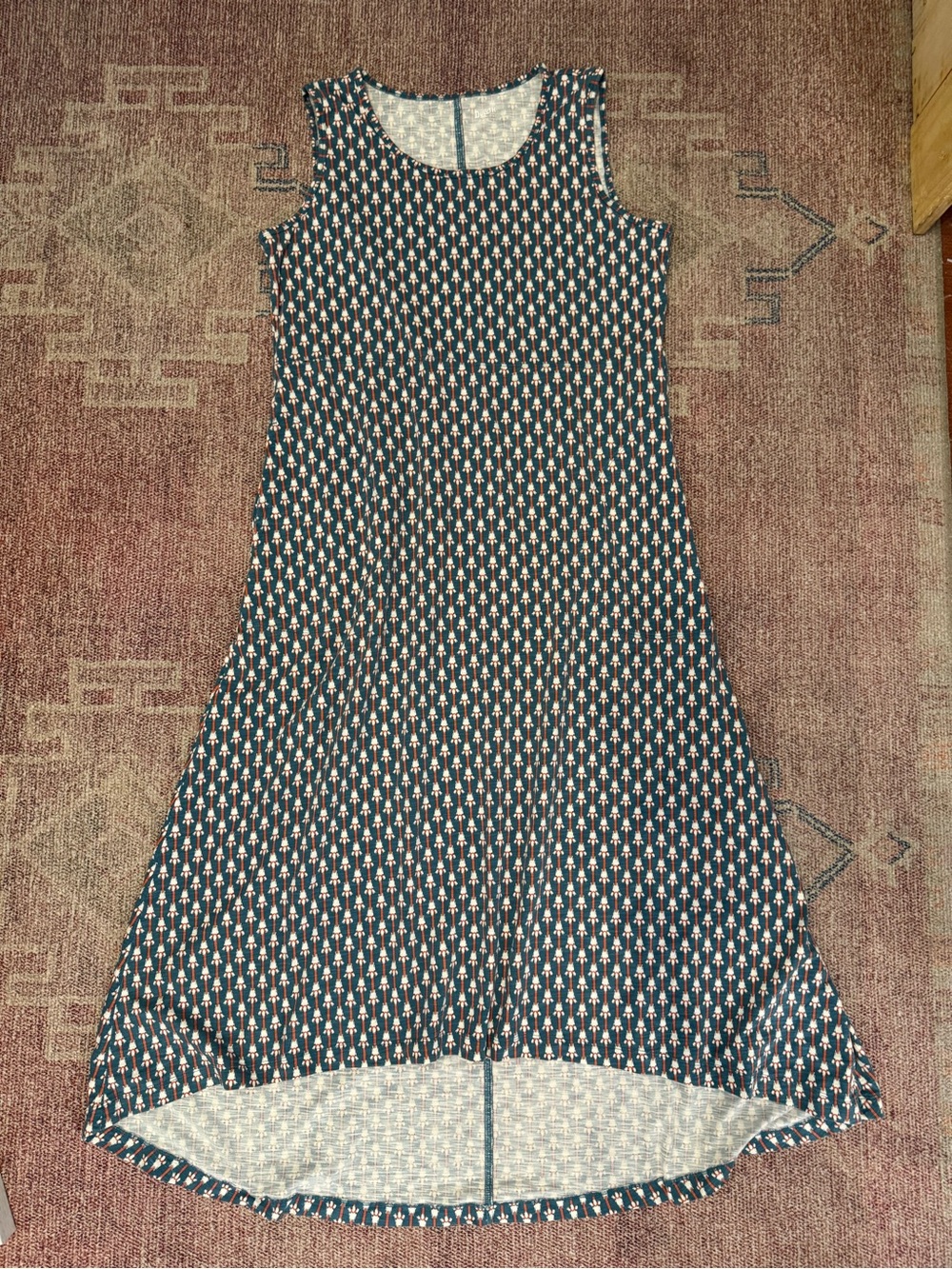 Duluth Trading soft sleeveless woven cotton blend rounded hem midi dress size LG
